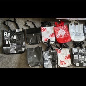 15 lululemon reusable bags & 2 soul cycle bags. gently/never used just kept them